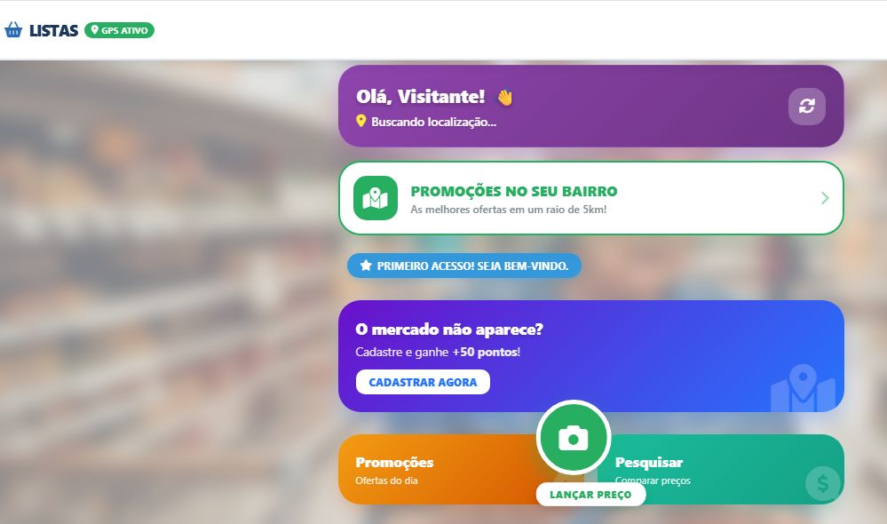 Interface do Listas de Compra